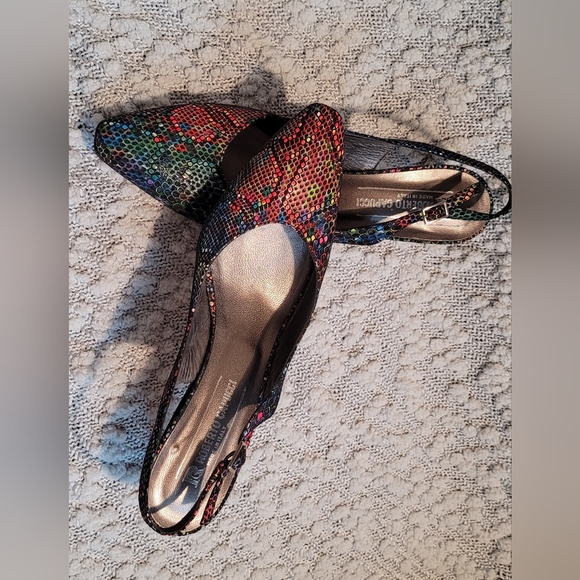 Roberto Capucci Leather Slingback Shoes "Mary X" Size 9AA Multi Colour - Picture 3 of 6